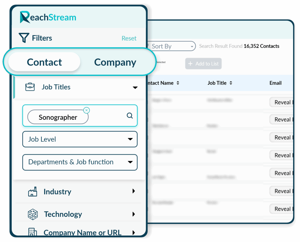 Advanced Filters To Find Sonographers Contact List
