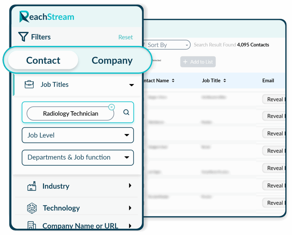 Advanced Filters To Find Radiology Technician Contact List