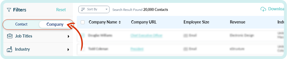 Reachstream Contact And Company Filter