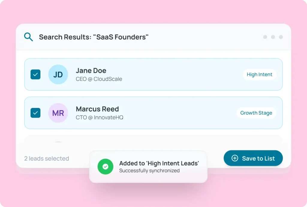 Reachstream Lead Selection And Saving