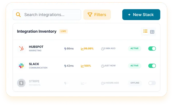 Tech Stack Data Integration Inventory Dashboard