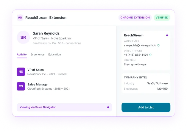 Prospect Directly From Your Workflow – Reachstream