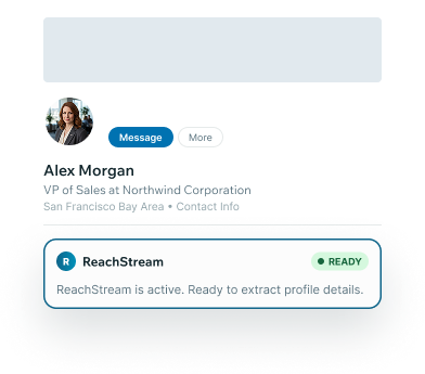 The Reachstream Panel Open Next To A Linkedin Profile