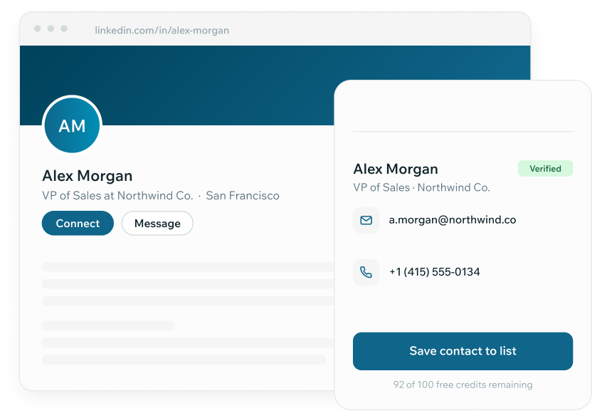 Linkedin Profile With Reachstream Chrome Extension Panel Showing Verified Email And Phone Found For A Prospect